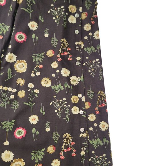 Woolrich Y2K Skirt Size 12 Chocolate Brown Floral Autumn Cottage Chic Earthy - Picture 2 of 10